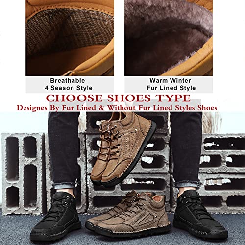 Mens Casual Loafers Shoes Ankle Chukka Boots Hand Stitching Mid top Soft Leather Lace-up Flats Oxford Walking Driving Shoes3