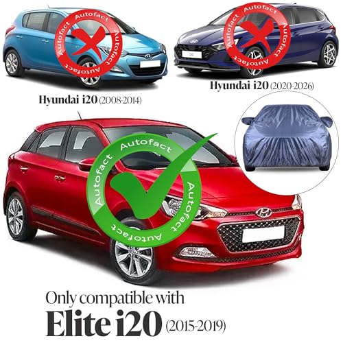 Image of Autofact Premium Car Cover for Elite i20 2015-2019 | All Weather Water-Resistant Full Body Car Cover | Light-Weight Triple-Stitched Outdoor Shield with UV Protection, Dustproof & Heat-Resistant
