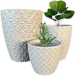 KIT 03 VASOS POLIETILENO BERLIAN GOLD DECORATIVOS P/PLANTAS, JARDINS E ESCRITÓRIOS (Bege)