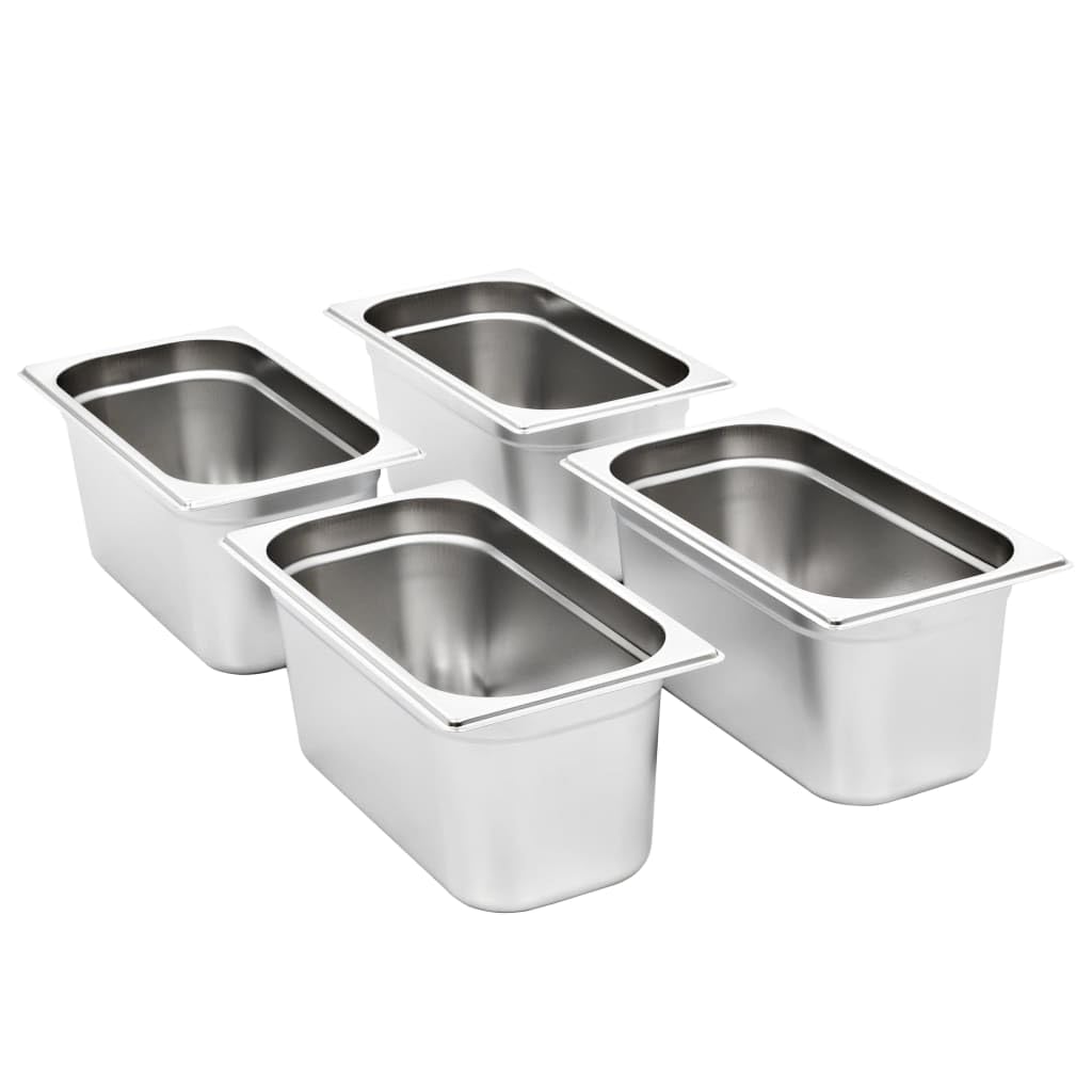 Brokky Contenitori Gastronorm 4 pz GN 1/3 150 mm in Acciaio Inox-Contenitore Gastronorm, Resistenza Termica,Compatibile con i forni a convezione, frigoriferi,Chafing Dishes