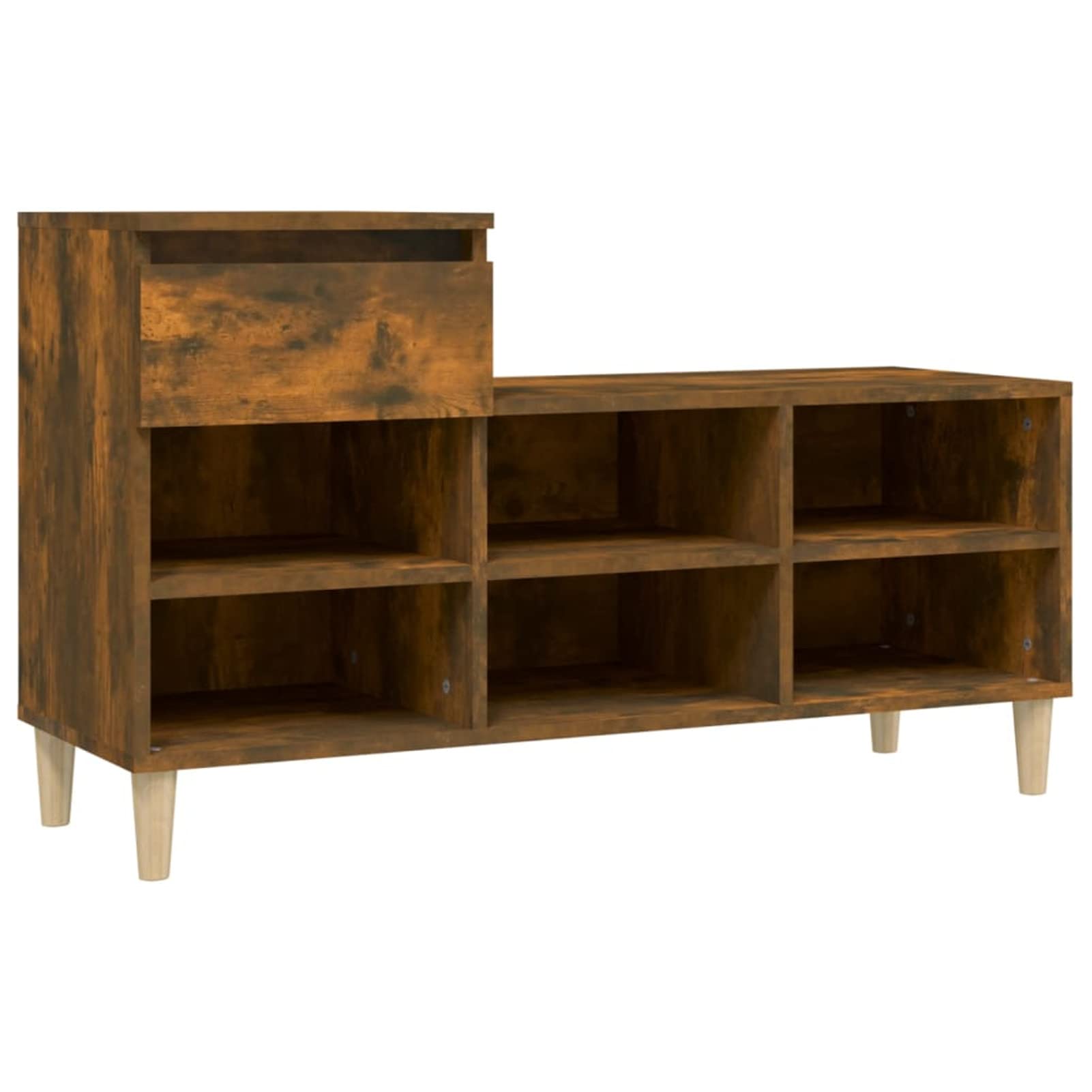 Homgoday Scarpiera Rovere Fumo 102x36x60 cm in Legno Multistrato, Arredo Mobili Scaffale Portascarpe Organizzatore per Scarpe Stoccaggio Salva Spazio per Corridoio