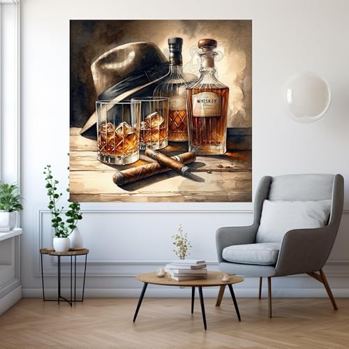 Toile carafe à whisky et cigares pour transformer un mur vide - 2