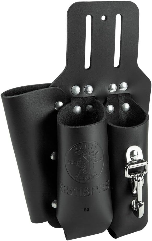 Klein Tools Flame Resistant Canvas Tool Bag + Leather Tool Holder Bundle for Electricians