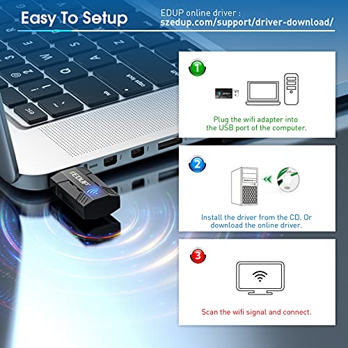 Edup Ac 1300Mbps Usb Wifi Adapter For Pc Usb 3.0 Wireless Dongle, 5Ghz /2.4Ghz Dual Band 802.11Ac Network Adapter For Desktop Laptop,Built-In Antenna Supports Windows 10/8/7/Xp/Vista/Mac10.6~10.15 #TOP3