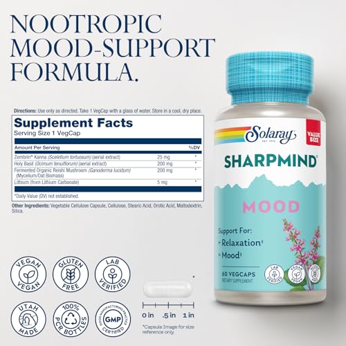 Image of SOLARAY SharpMind Mood Support Supplement, 60 Servings