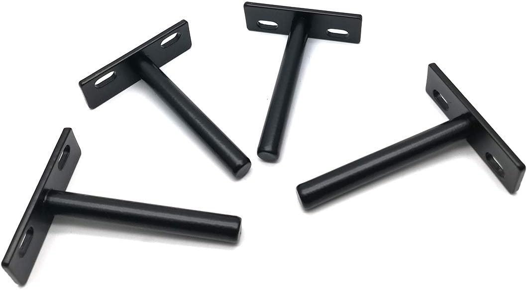 M MIMHOOY Floating Shelf Bracket 3 inch, Solid Steel Black Floating Shelf Hardware Blind Shelf Supports Hidden Brackets for Floating Wood Shelves 4 pcs