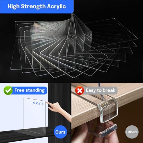 Image of Shelf Dividers Closet Organizer Deep Acrylic Clear Sturdy Separate for Clothes Purse - Adjustable Easy Install for Home Organization Enthusiasts (SIZE- 12 inch Tall X 10 inch Deep) PACK OF 4