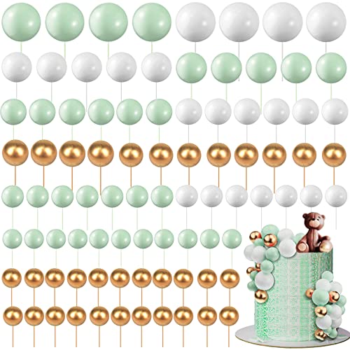 Tondiamo 108 Pcs Ball Cake Toppers, 5 Sizes for Cake Decorating, 10, A