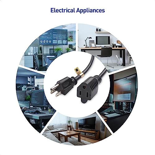 Cable Matters 2-Pack 16 Awg Heavy Duty Power Extension Cord 10 Ft, Ul Listed (Power Cord Extension / 3 Prong Extension Cords, Nema 5-15P To Nema 5-15R) #TOP6