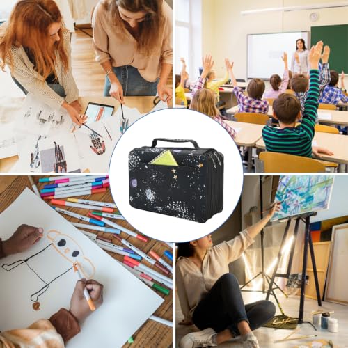 Image of Lbxgap 102 Slots Marker Pen Organizer Case w /Handle | Portable Multilayer Holder for Watercolor Pencils & Gel Pen Markers for Artists, Sketching, Drawing