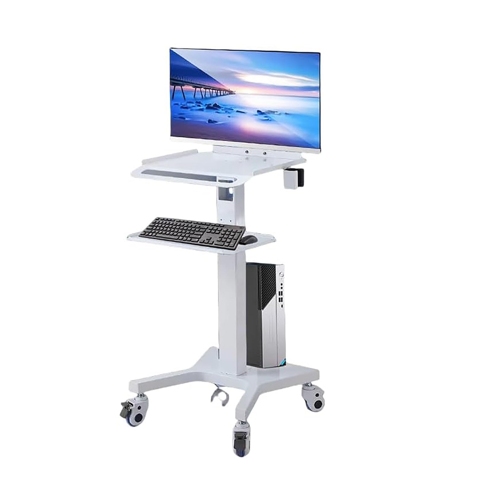 Carrito médico para Carrito móvil con Soporte para Monitor y Escáner Oral, Carro Dental con Ruedas, Carro de Doble Capa para Hospital, Clinica Dental y Oficina