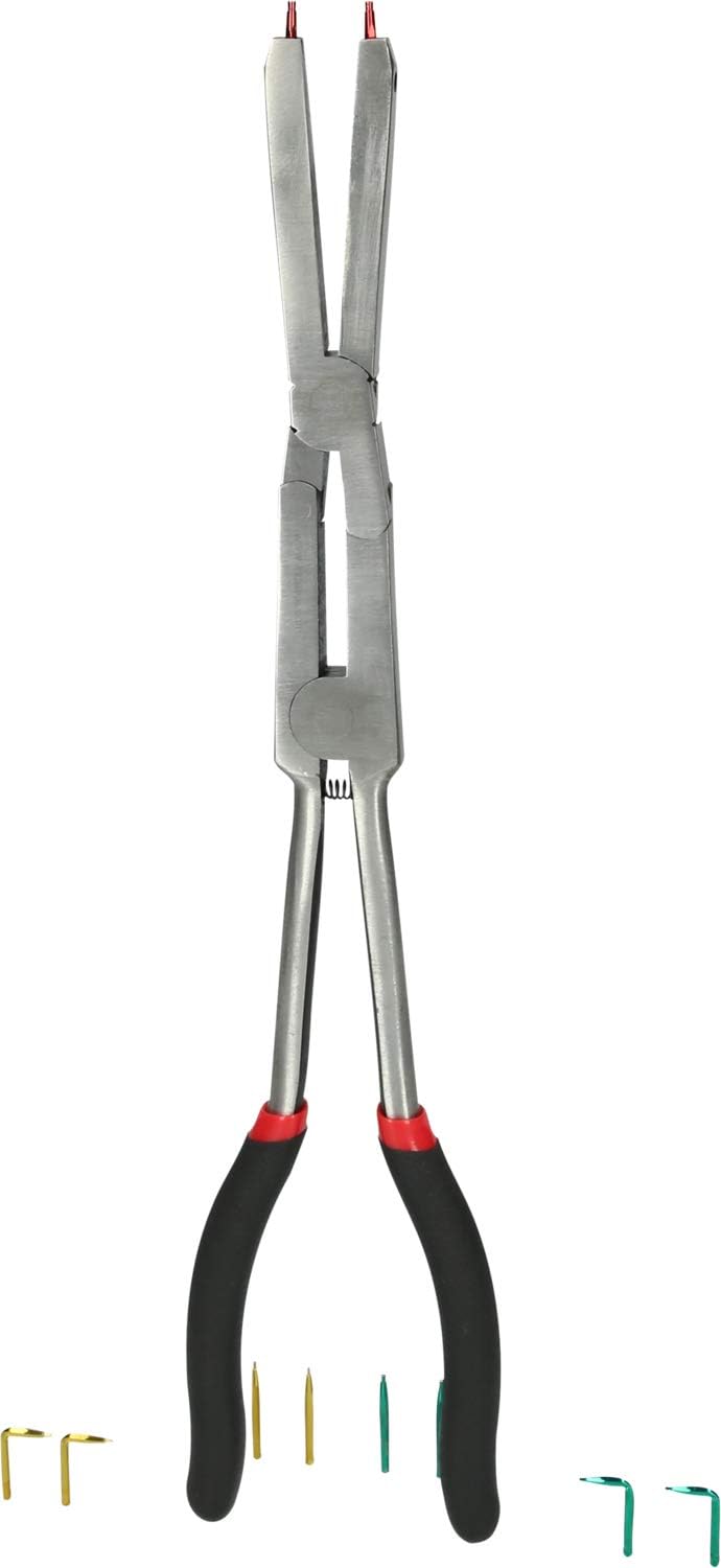 KS Tools 500.7035 Internal Circlips with Interchangeable Tips, Double Joint Circlip Pliers for External Circlips