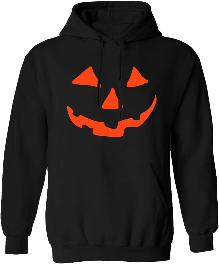 Arvilhill Men's Pumpkin Costume Black Pullover Hoodies Halloween Long Sleeve Ribbed Cuff Sweatshirt With Pocket Black XXL
