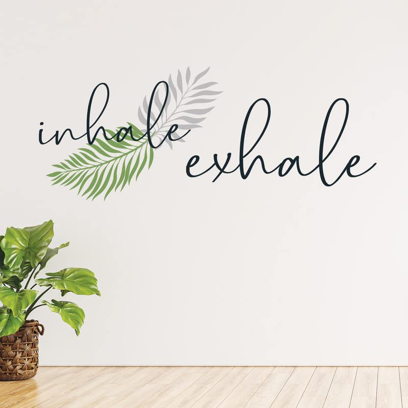 Image of Kotart - Colorful Leaf and Inhale Exhale Vinyl Wall Stickers /Decals for Living Room Bedroom Balcony Studio Home Office Wall Decor