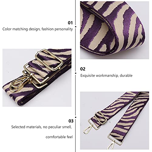 Image of OSALADI Zebra Printed Wide Shoulder Strap 53.14 Inch Adjustable Canvas Crossbody Replacement Purse Strap Durable Travel Luggage Accessory