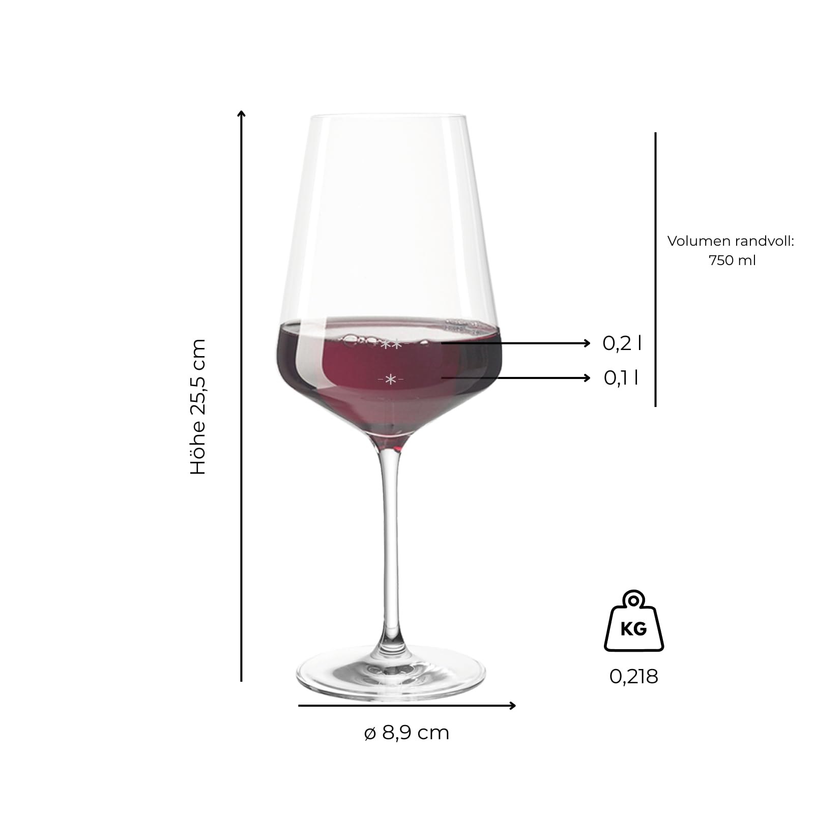 Leonardo Puccini Rotweingläser Gastro-Edition mit Einschenkhilfe 0,1 l / 0,2 l, Profi Gläser für Gastronomie, Hotellerie & Catering, robustes Qualitätsglas im 30er Set