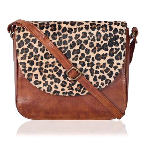 Image of Genuine Leather Shoulder Crossbody Purse For Women with Adjustable Strap, Mobile Pocket & Outside & Inside Zipper