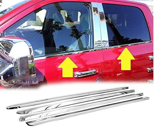 eLoveQ Polished Stainless Steel Chrome Window Sill Trims for 09-18 Dodge Ram 1500, 10-18 Dodge Ram 2500/3500 Crew/Mega Cab