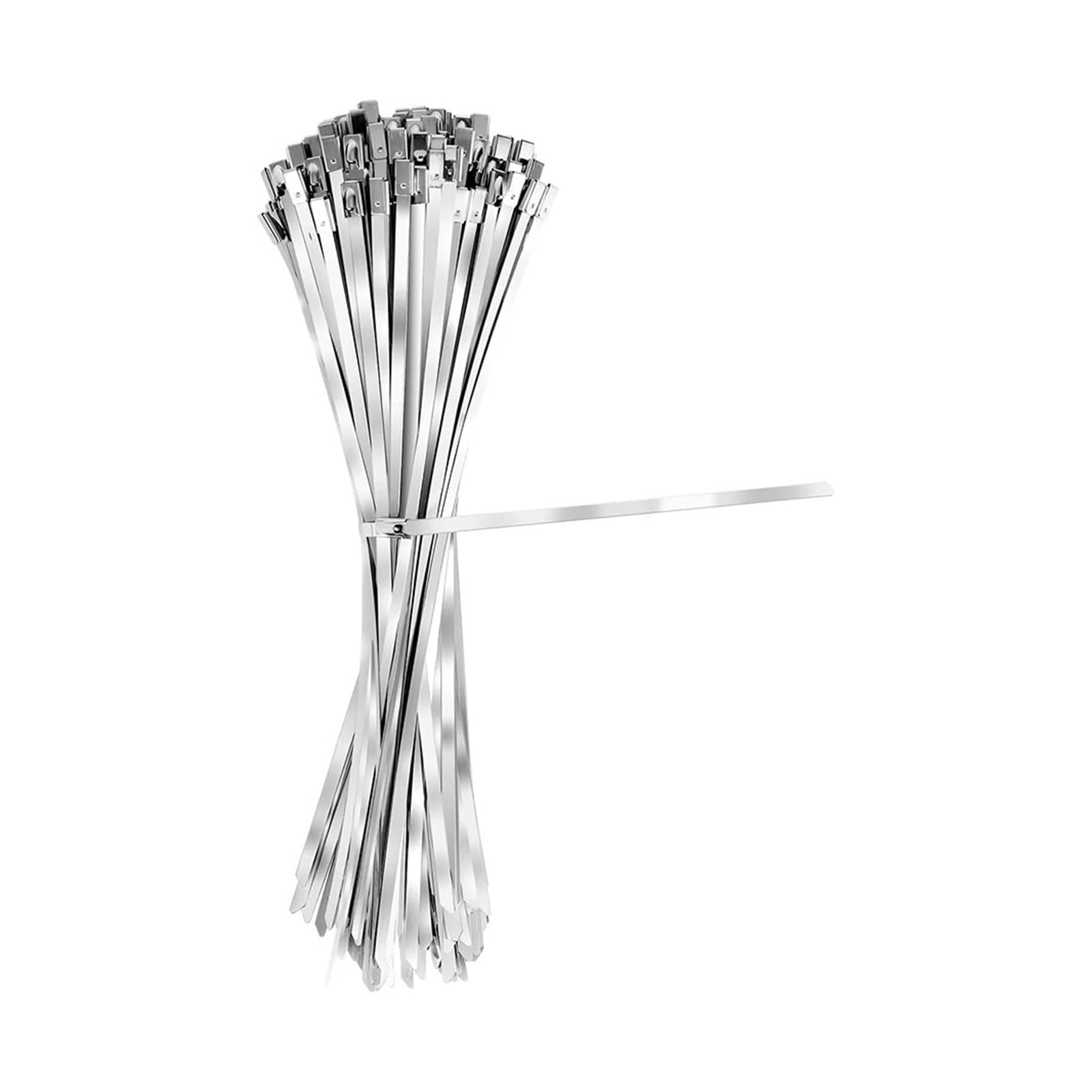 Bdayek 100Pcs 250Mm Cable Ties 100 Pes 4.6Mm 304 Stainless Steel Metal Cable Ties Multifunctional Self-Locking Zip Exhaust Wrap Coated Locking(100Pcs 250Mm)