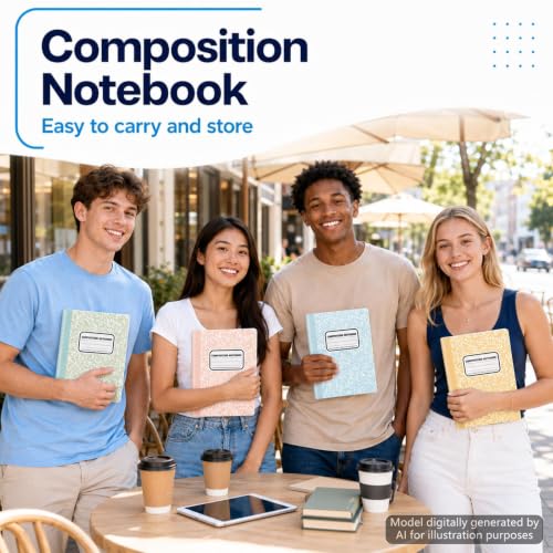 gisgfim 12 Pack Bulk Composition Notebook Wide Ruled, 12 Different Vibrant Colors, 96 Pages (48 Sheets), 9-3/4 x 7-1/2" Hard Cover Journal Notebooks for Students,Classroom and Office(Boho) - Image 5