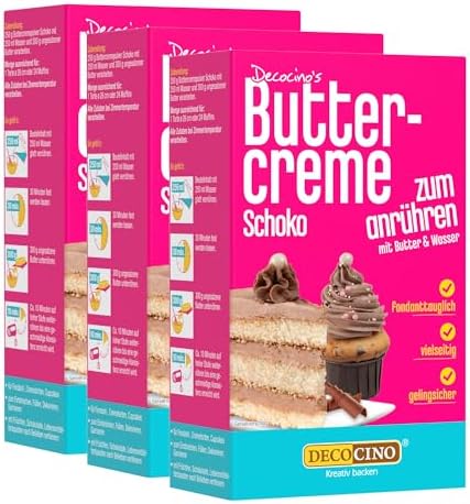 DECOCINO Schoko Buttercreme Fertigmischung 3x 250 g Tortencreme