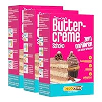 Decocino Schoko Buttercreme Fertigmischung (3x250g) - fertige Buttercreme Mischung im Schoko Geschmack, ideal für Torten, Kuchen und Cup Cakes, Topping, Motivtorten, Frankfurter Kranz, Geburstag