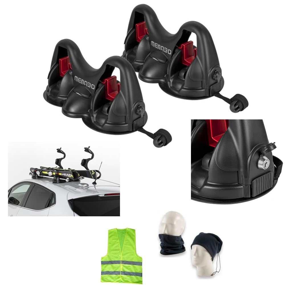 Compatible avec ESEMKA Rajawali 5P année 08 in Poi 13 Raised Porte-Ski MAGNÉTIQUE avec Aimant pour Toit DE Voiture 2 Paires DE Skis+2 BÂTONS HOMOLOGUES Max 14KG