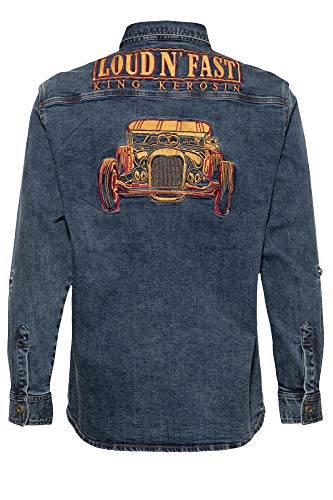 King Kerosin Herren KK Hemd, Denim, M