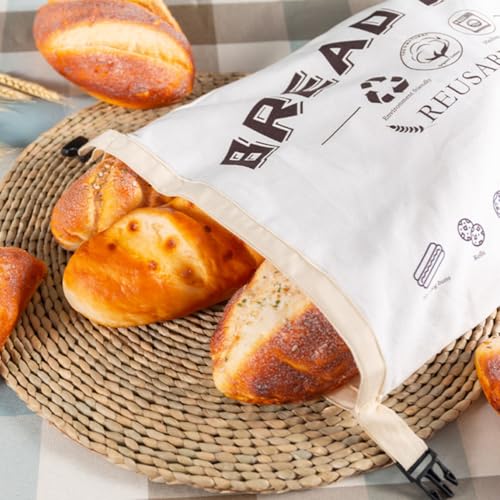 Bolsa de algodón para guardar pan reutilizable y ecológica con cierre ajustable 5