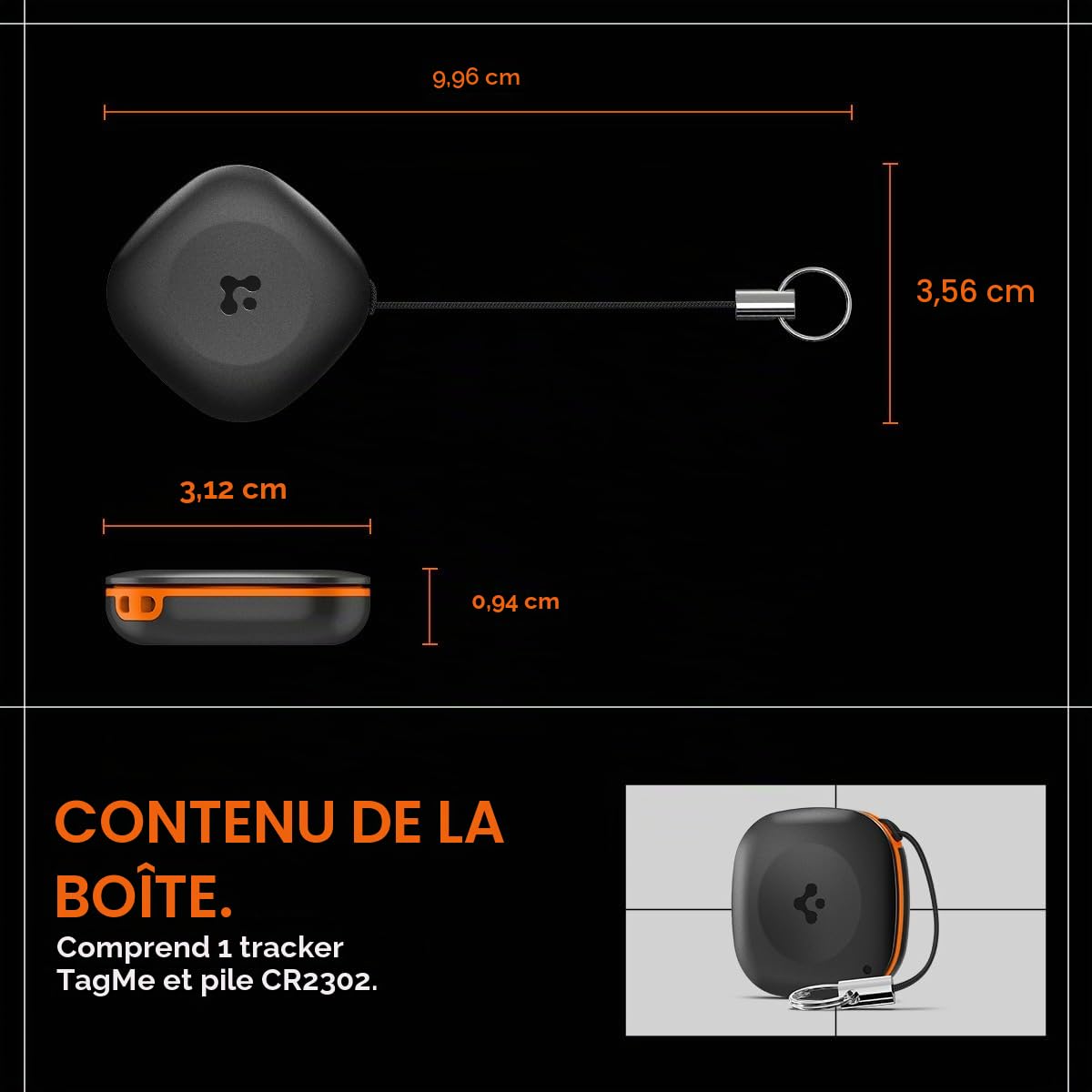 Spigen Tag Me Localisateur d’Article Bluetooth Tracker Compatible avec Application d'Apple (iOS et MacBook Uniquement) (1 pièce) - Noir