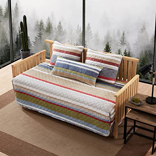 Image of Eddie Bauer- Daybed Set, 4 Piece Cotton Bedding Set, All Season Lodge Home Decor (Salmon Ladder Multi, Daybed)