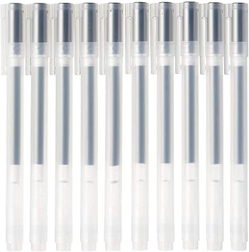 Muji Gel Ink Ballpoint Pen Cap Type 10-Pieces Set, 0.38 mm Nib Size, Black
