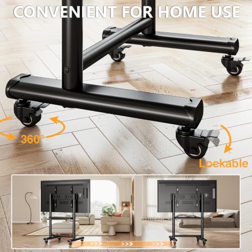 Image of Mobile TV Cart Rolling TV Stand with Wheels for 50-98 Inch TVs