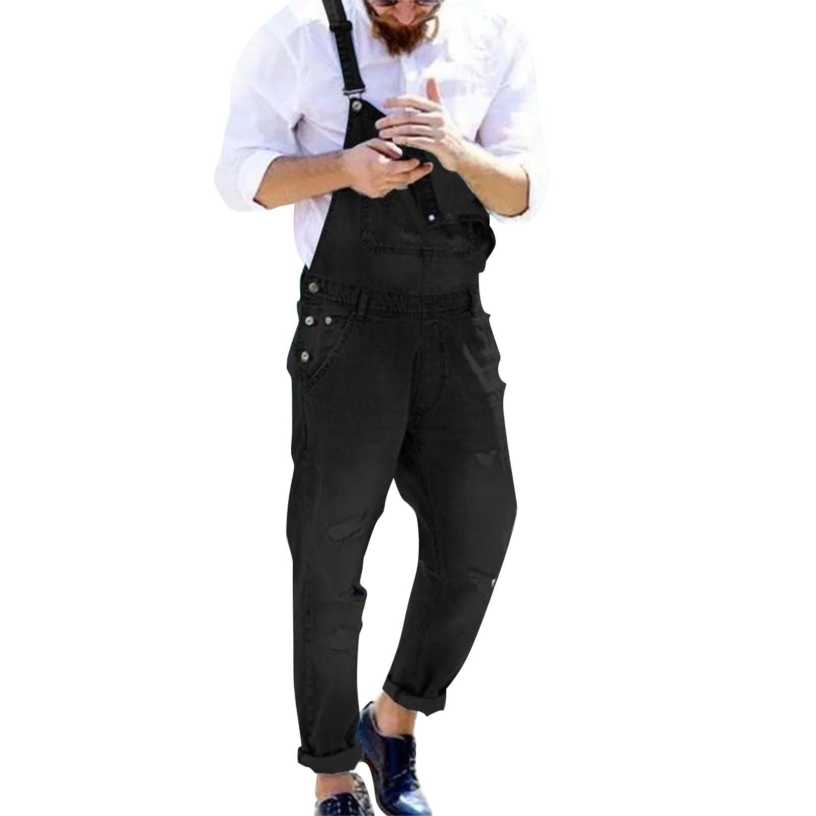 Générique Modne męskie szelki Denim Jumpsuit Jeans Spodnie Popularna modna odzież robocza