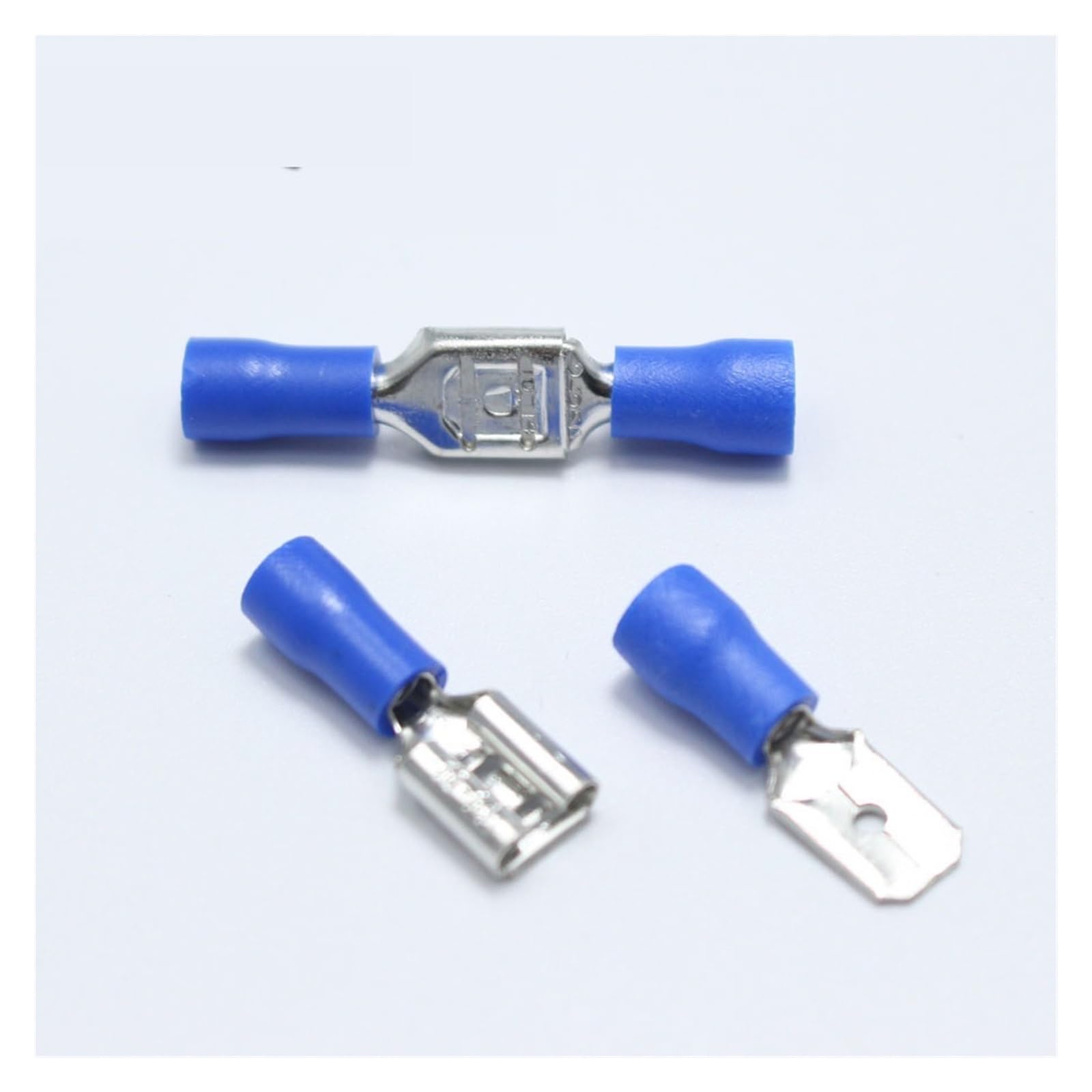 DSZUJTYROP 10pairs 6.3mm Spade Crimp Terminal .3 Male Female Pre Insulated Blue Electrical Connectors for 16-14AWG Wire /1.5-2.5mm2 Cable