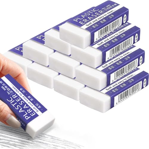 BAVALIN 10 Pcs Erasers - Pencil Erasers Multipack Rubbers Erasers for Kids Adults Use in Schools Offices Sketches Paintings Fine Arts Classic Latex Free Plastic Rubber Soft 2B Eraser