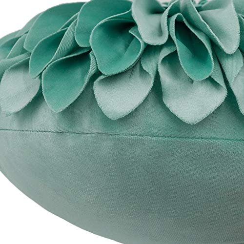 Jwh 3D Flower Throw Pillow Cover, Decorative Velvet Sunflower Accent Pillow Cases, Round Cushion, Living Room Bed Couch Office Decor, 12 Inch Sage Green #TOP4