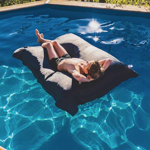 LiveDeco - Puf Gigante XXL Desmontable, Flotante para Piscina, Gris Antracita Pool BiG52