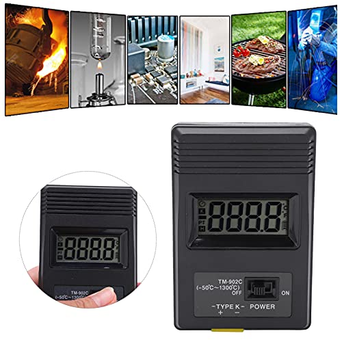 Termometro Digitale con Sonda Tipo K, Display LCD, Range -50~+300°C, ABS, per Applicazioni Industriali
