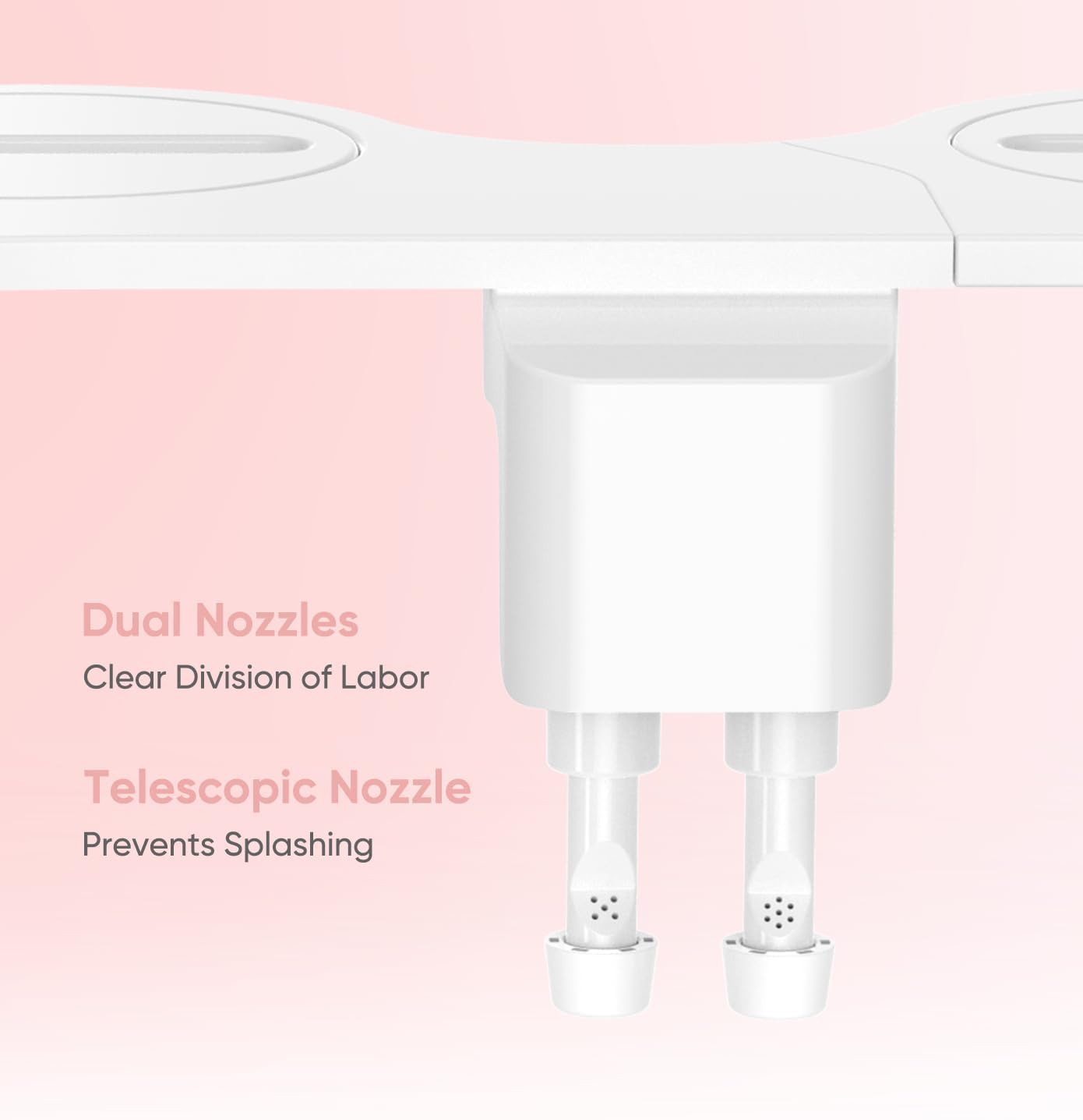 Ultra-Slim Bidet Attachment Posterior Feminine Wash- Retractable Dual Nozzles Non-Electric Bidet Attachment for Toilet Seat Adjustable Fresh Cold — view 2