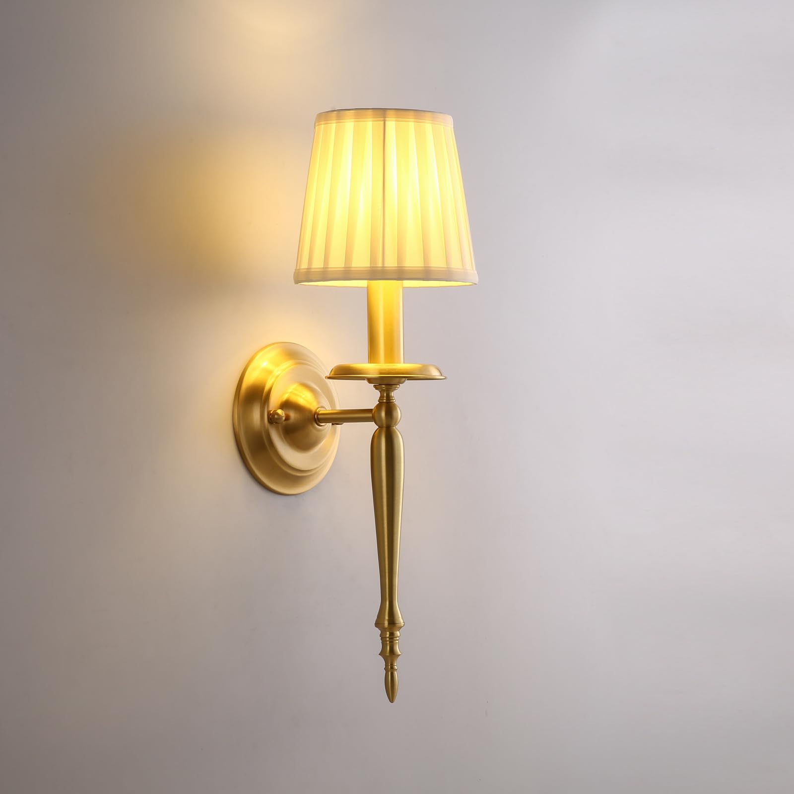 HUAYUSEDF American Brass Wall Sconces Modern Minimalist Fabric Light Living Room Bedroom Study Villa Hotel Dining Corridor (B 1 Light)(C 1 Light)