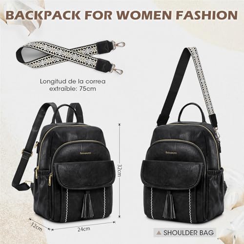 RAINSMORE Backpack Purse for Women Fashion Leather Waterproof Casual Small Travel Backpack Convertible Ladies Shoulder Bag - Image 4
