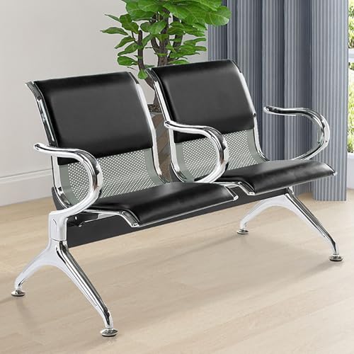 Set Di 2 Panchine Per Sale D'Attesa Aeroportuali Con Braccioli E Schienale, Struttura In Acciaio Laminato A Freddo, Ideale Per Ospedali, Banche, Scuole E Aeroporti - Per Una Seduta Confortevole.