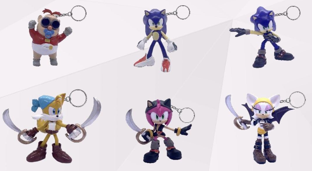 Sonic Prime: Figure Key Chain Blister Pack - Netflix Series, Licensed, Boys & Girls, Collectible Characters, Figurines