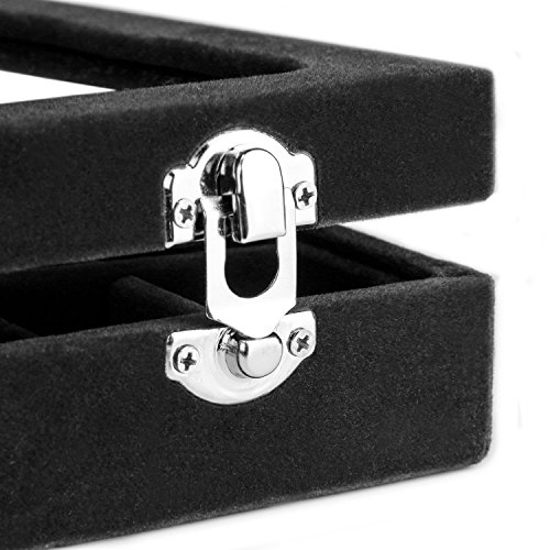 Pasutewel Velvet Glass Ring Jewellery Display Storage Box Jewelry Holder Storage Organizer Stand 7 Slots (Black) #TOP4