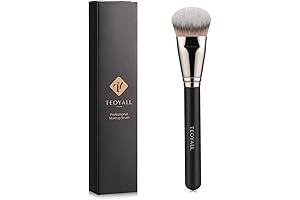 TEOYALL Flat Angled Makeup Brush with Dense Synthetic Bristles for Liquid/Cream/Powder