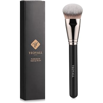 TEOYALL Flat Angle Foundation Brush Large Kabuki Brush with Dense Synthetic Bristles for Base Makeup with Liquid Cream