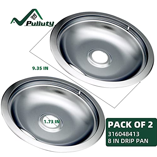 Pulluty 316048413 and 316048414 Chrome Stove Burner Drip Pan Set for Frigidaire Tappan Kenmore Electric Range with Locking Slot, Includes 2 6-Inch and 2 8-Inch Drip Bowls - Thumbnail 5