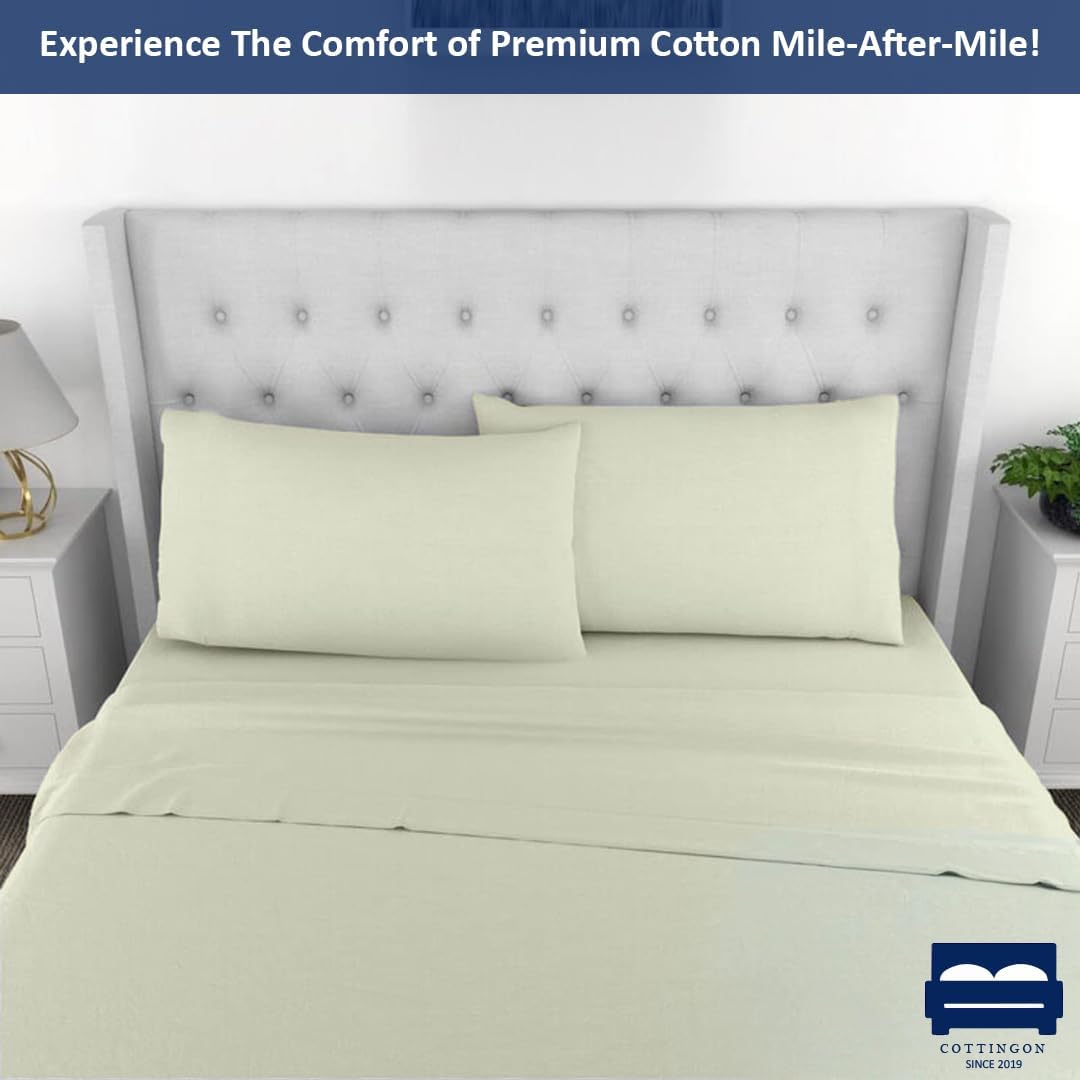 Cottingon RV King Sheet Set - 4 Piece Cotton Bedding Set, Fits Up to 15" Deep Mattress, RV King 72" x 80", Ivory Solid