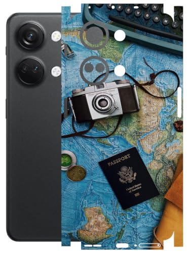 Image of AtOdds - Full Body Back Screen Guard Protector Film - Lamination Wrap Skin Sticker Compatible with ONEPLUS NORD 3 (5G) | Scratchproof Matte Finish (Travel Map)